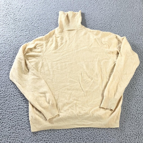 Jos A Bank Sweater Mens Small Yellow 100% Cashmere Turtleneck Pullover Preppy - Picture 1 of 5